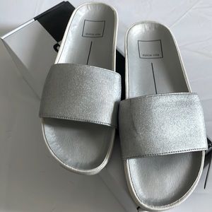 Dolce Vita silver slides